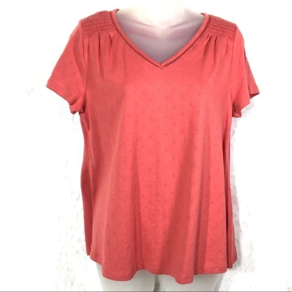 Westport | NEW dark coral tee shirt top v-neck PS
